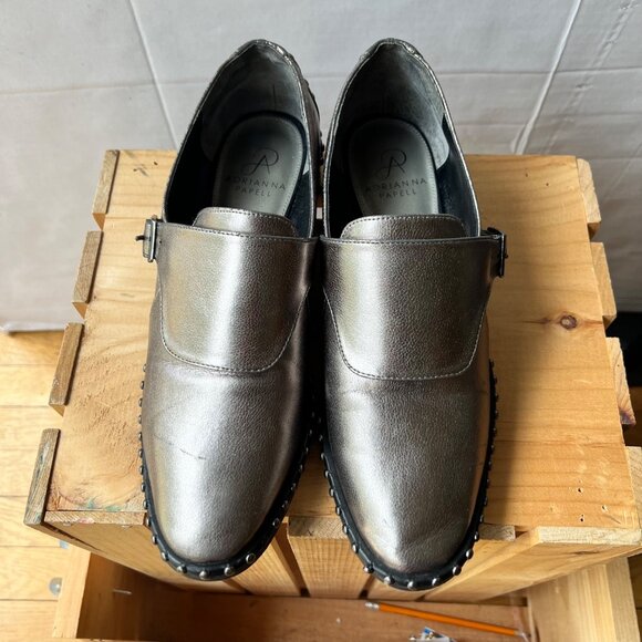 Adrianna Papell size 9 Silver Metallic Studded Loafers - Picture 2 of 14
